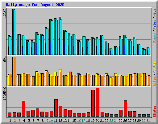Daily usage for August 2025